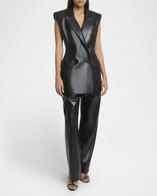 Givenchy Black Sleeveless Double-Breasted Leather Jacket