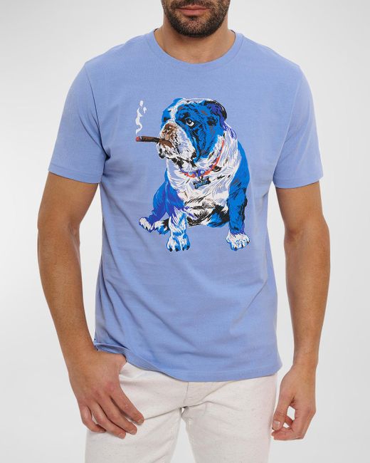 Robert Graham Blue Cigar Graham Graphic T-Shirt for men