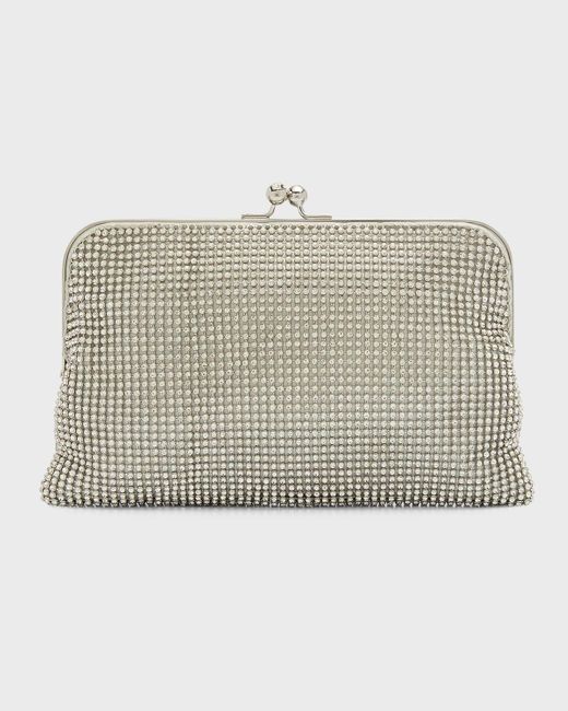 Whiting & Davis Natural Dimple Crystal Mesh Clutch Bag