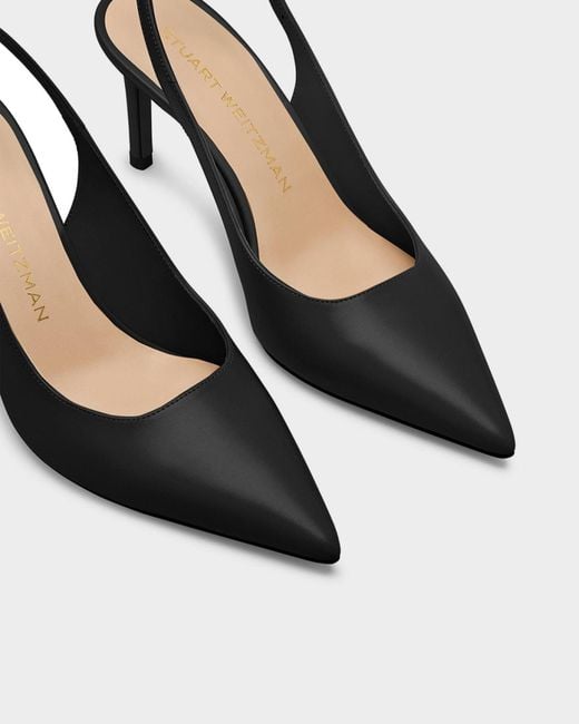 Stuart Weitzman Black Stuart Leather Slingback Pumps