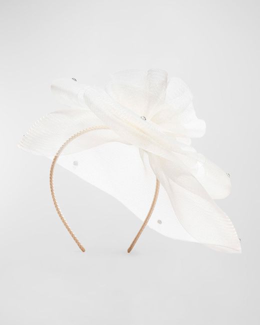 Lele Sadoughi White Floral Veil Fascinator