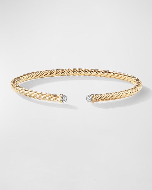 David Yurman Natural Cablespira Bracelet With Diamonds In 18k Gold, 4mm