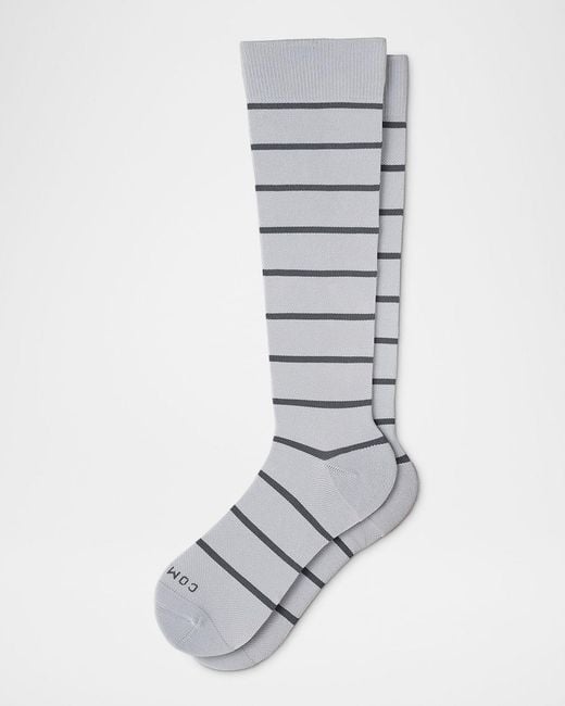 COMRAD Gray Apos;S Stripe Knee-High Compression Socks for men