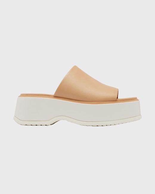 Sorel White Dayspring Leather Platform Slide Sandals