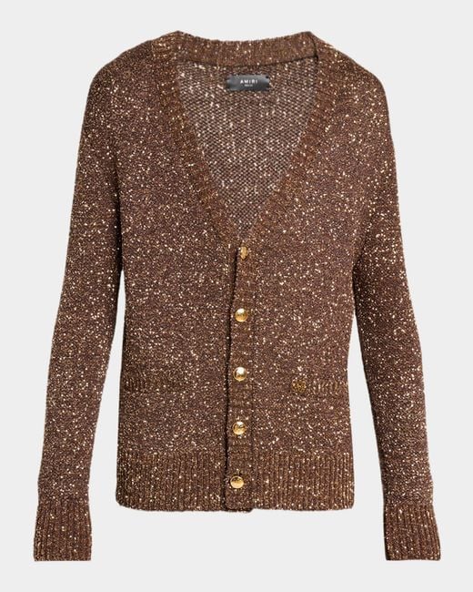 Amiri Brown Ma Crochet Sequin Cardigan for men