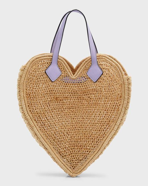 Poolside The Big Heart Large Raffia Tote Bag In Natural Lyst