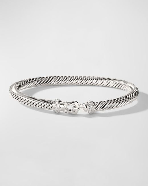 David Yurman Metallic Cable Buckle Bracelet With Diamonds