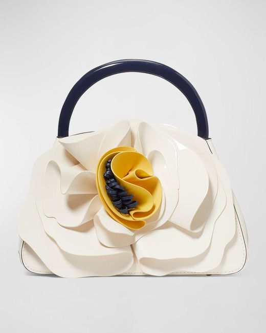 Kate Spade Metallic 3D Flower Patent Leather Top-Handle Bag