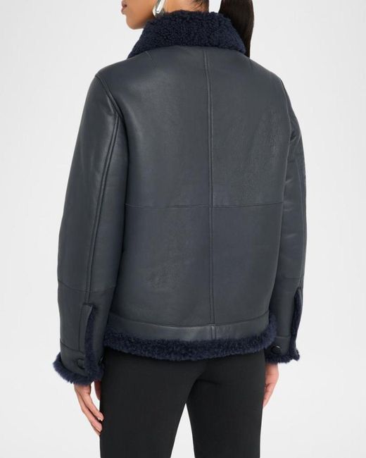 Akris Blue Arno Lamb Shearling Jacket