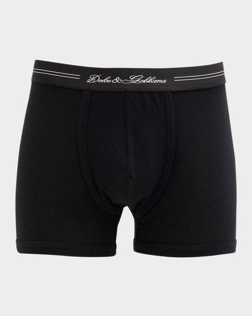 Dolce & Gabbana Black Jersey Stretch Logo Script Boxer Briefs for men