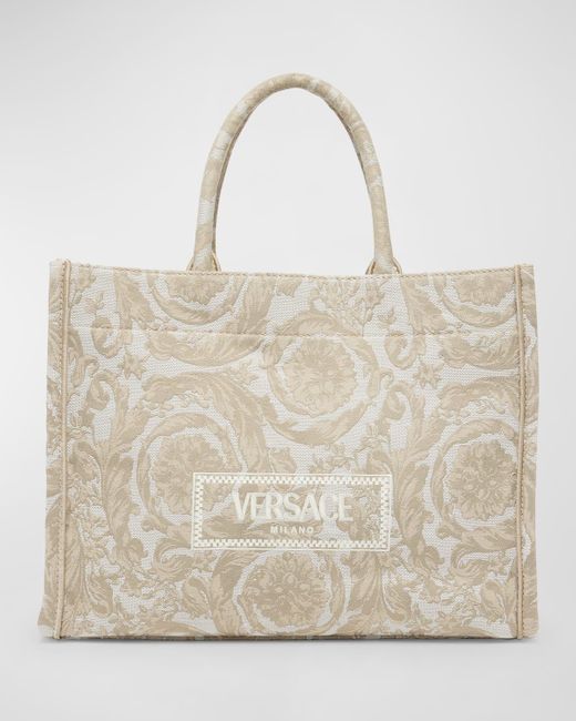 Versace Natural Athena Large Jacquard Tote Bag