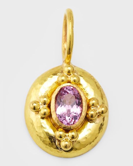 Elizabeth Locke Metallic 19k Yellow Gold Pink Sapphire Pendant