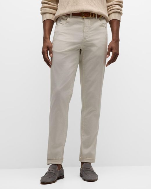 Brunello Cucinelli Natural Straight-Fit 5-Pocket Pants for men