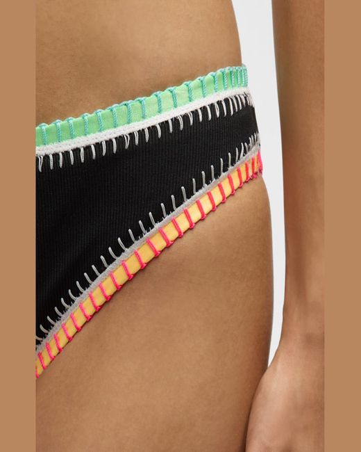 Platinum inspired by Solange Ferrarini Multicolor Crochet-Trim Hipster Bikini Bottoms