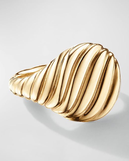 David Yurman Metallic Sculpted Cable Pinky Ring In 18k Gold, 13mm, Size 3.5