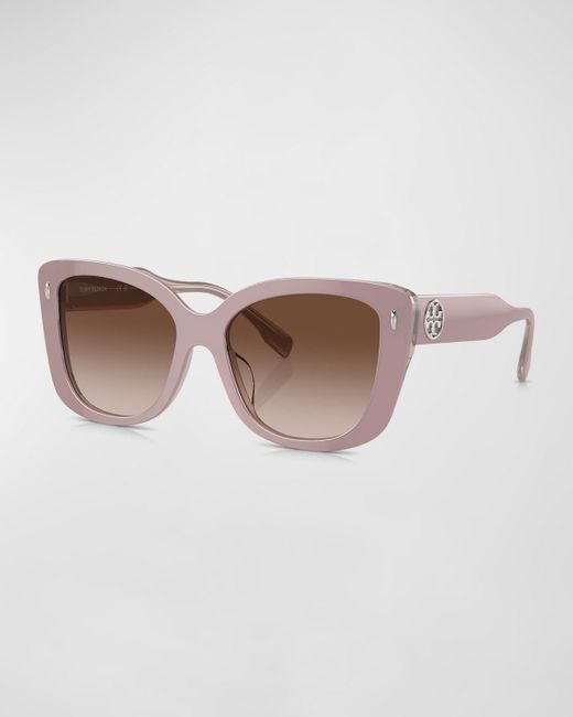 Tory Burch Brown Oversized Gradient Acetate Butterfly Sunglasses