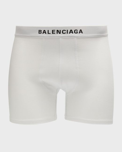 Balenciaga White Cotton-stretch Logo Boxer Briefs for men