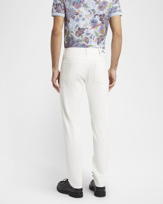 Etro White Apos;S Tonal Jacquard Denim Straight-Leg Jeans for men
