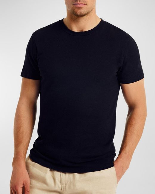 Frescobol Carioca Black Lucio Cotton-Linen Crewneck T-Shirt for men