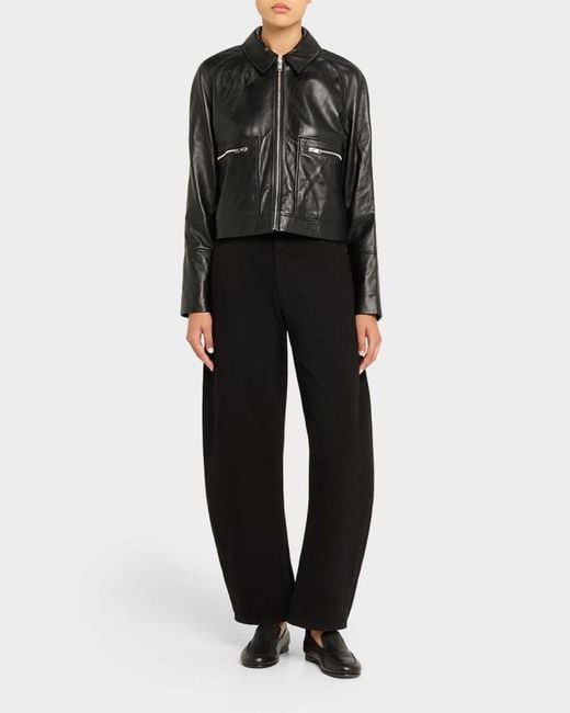 FRAME Black The Leather Zip Jacket