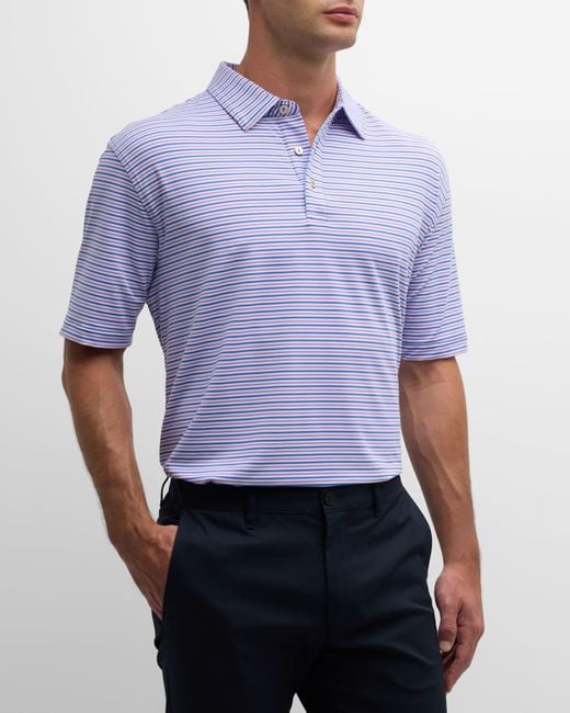 Peter Millar Blue Olson Performance Jersey Polo Shirt for men