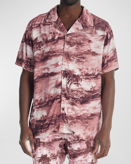 NANA JUDY Pink Verve Hawaiian-print Camp Shirt for men