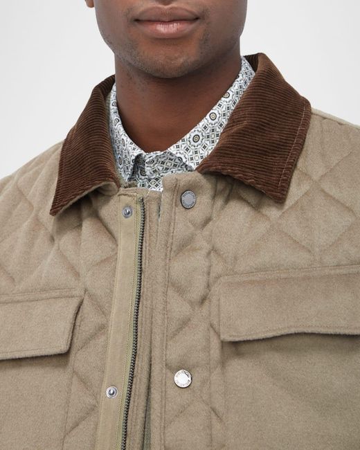 Bugatchi Brown Apos;S Concealed-Zip Quilted Jacket for men