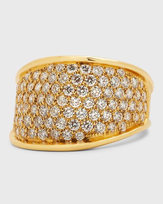 Marco Bicego Metallic 18k Yellow Gold Lunaria Pave Diamond Band Ring, Size 7