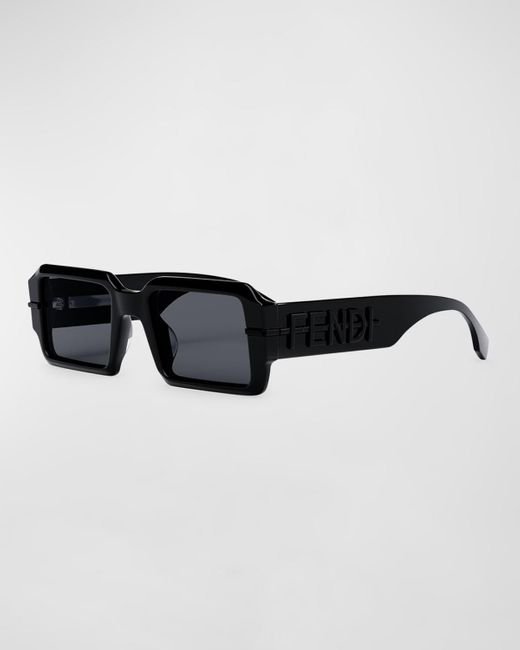 Fendi Black O'lock Acetate Rectangle Sunglasses