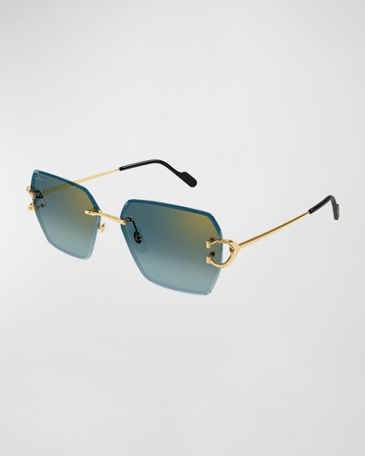 Cartier White Rimless Metal Butterfly Sunglasses