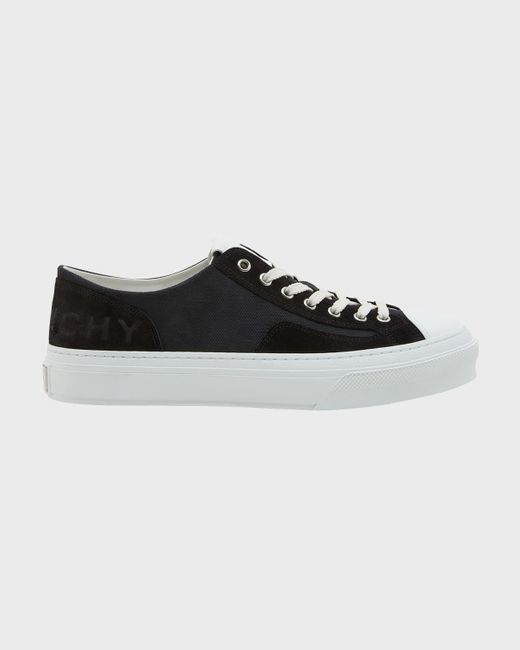 Givenchy Black City Canvas Suede Low-Top Sneakers for men