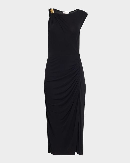 Ramy Brook Blue Leann One-Shoulder Sleeveless Midi Dress