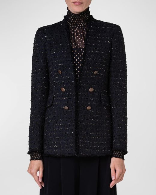 Akris Punto Black Denim Tweed Tailored Jacket