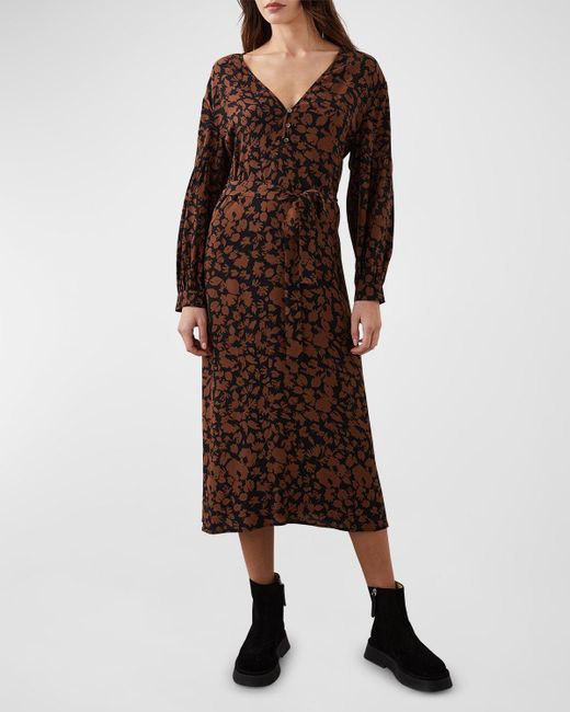 Rails Brown Fabian Long-Sleeve Midi Dress