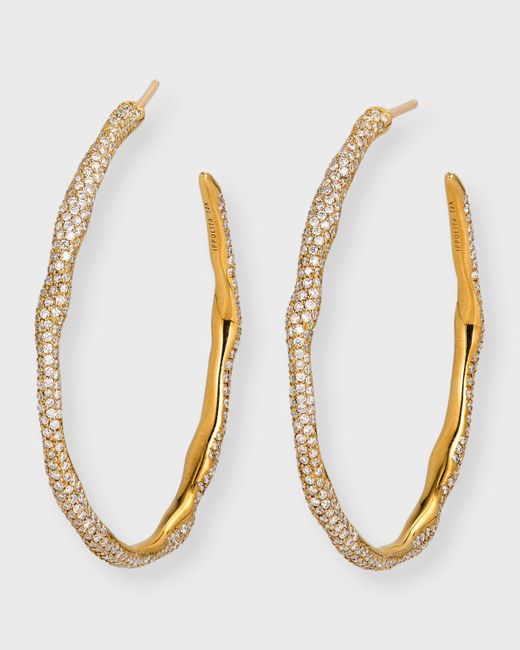 Ippolita Metallic Coral Reef 18k Gold Hoop Earrings With Diamonds