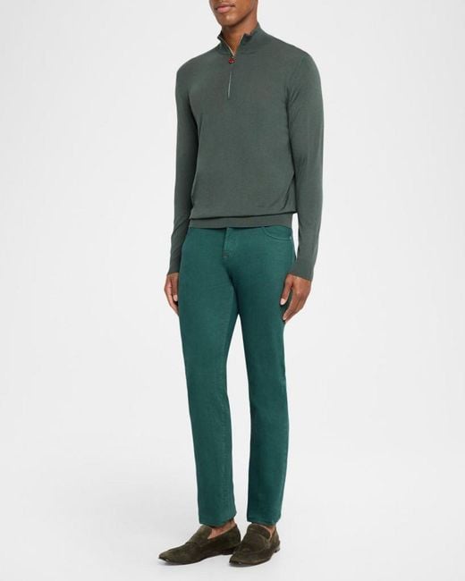 Kiton Green Apos;S Wool Half-Zip Sweater for men