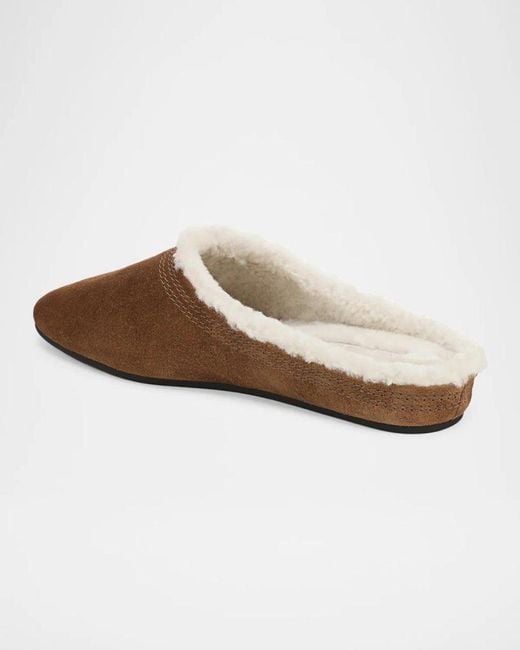 Veronica Beard Brown Narcisa Shearling-Lined Suede Mules