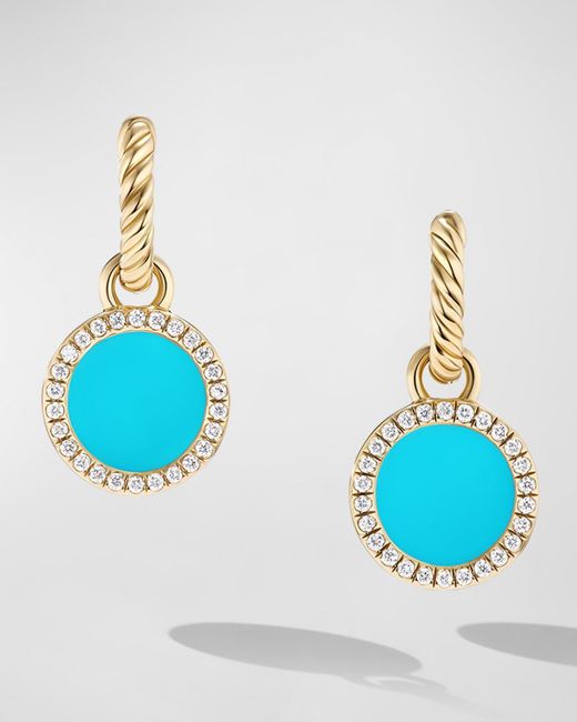 David Yurman Blue Dy Elements Drop Earrings With Gemstone And Diamonds In 18k Gold, 11mm, 0.9"l