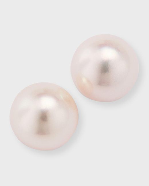 Assael Pink Akoya Cultured 8mm 18k White Gold Pearl Stud Earrings