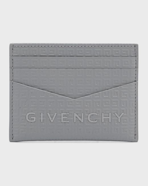 Givenchy Gray 4G Embossed Leather Card Holder for men