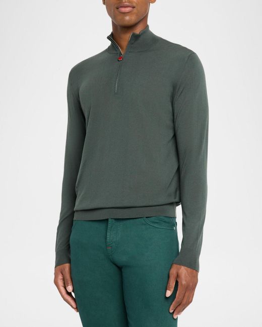 Kiton Green Apos;S Wool Half-Zip Sweater for men