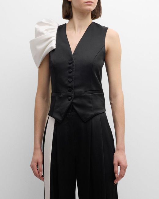 Hellessy Black Pascal Shoulder-Bustle Crepe Vest