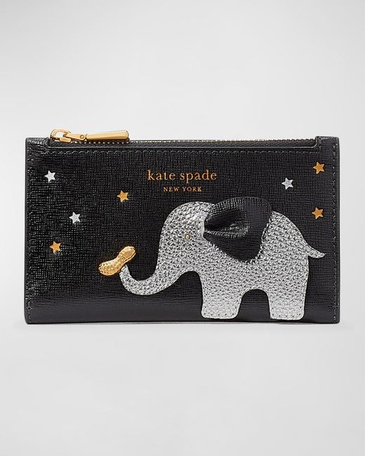 Kate Spade Black Ellie Small Bifold Elephant Embellished Wallet