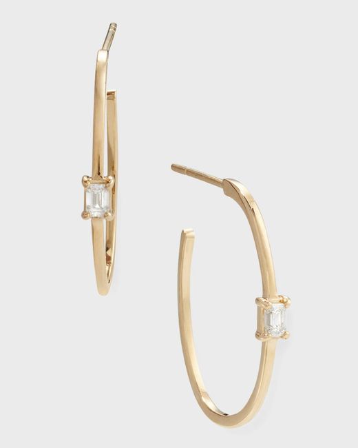 Lana Jewelry Metallic Solo Emerald-diamond Oval-hoop Earrings, 22mm
