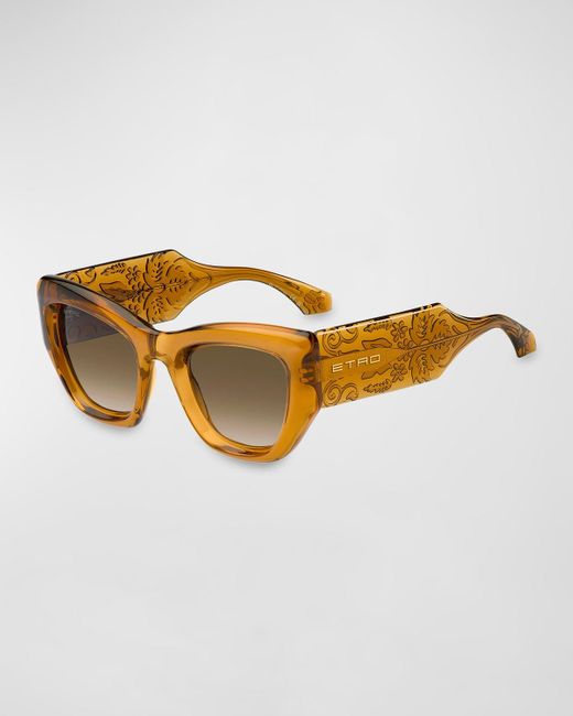 Etro Multicolor Patterned Plastic Cat-Eye Sunglasses