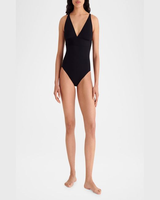 Eres Black Larcin Deep V Triangle One-Piece Swimsuit