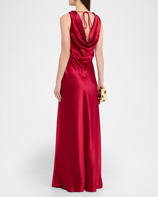 MILLY Red Elsa Satin Cowl