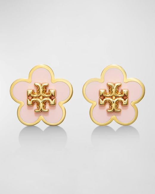 Tory Burch Metallic Kira Enamel Flower Stud Earrings