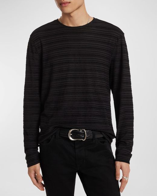 John Varvatos Black Alain Textured Stripe T-Shirt for men