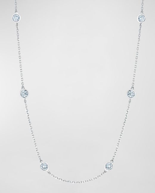 Neiman Marcus White Platinum Diamond Station Chain Necklace